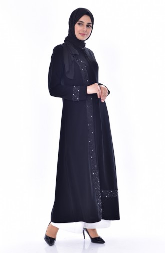 Abaya mit Perlen 35803-01 Schwarz 35803-01