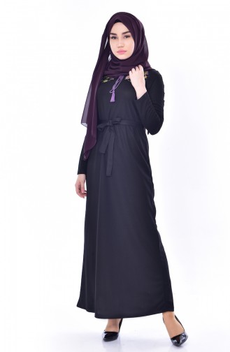 Robe Bordée a Ceinture 3845-05 Noir 3845-05