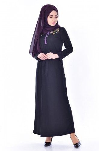 Robe Bordée a Ceinture 3845-05 Noir 3845-05