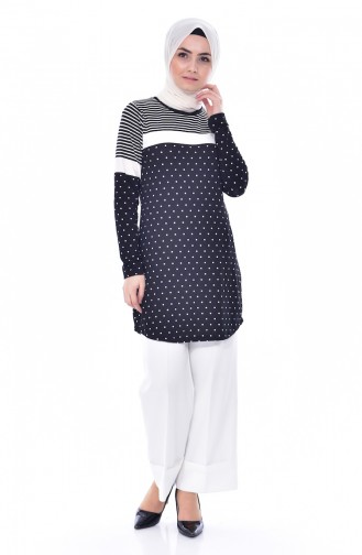 Puantiyeli Tunik 50205-01 Siyah