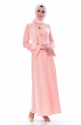 Salmon Hijab Dress 3487-08