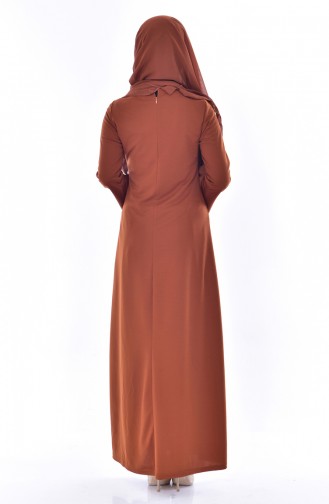 دلبر فستان مُزين بأحجار لامعة 6058-01 لون عسلي 6058-01