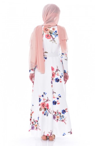 White Hijab Dress 5122-03