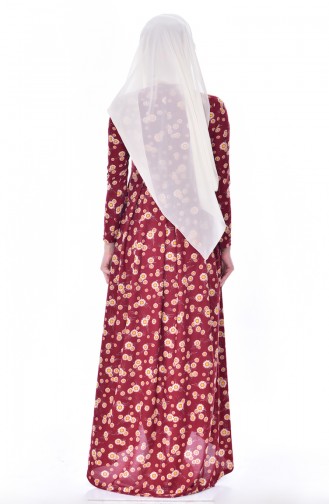 Claret Red Hijab Dress 6055-03