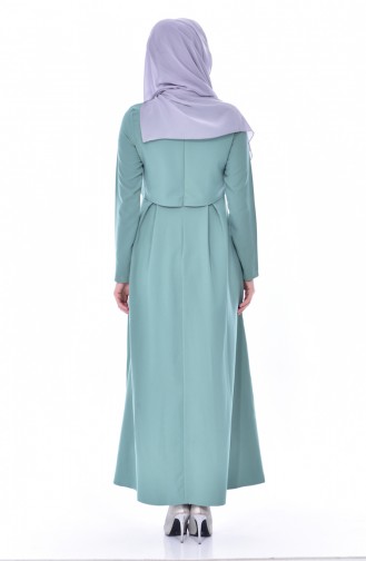 Unreife Mandelgrün Hijab Kleider 4055-02