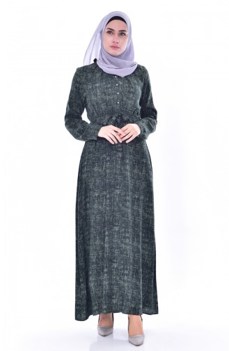 Kleid mit Knöpfen 4022-01 Khaki 4022-01