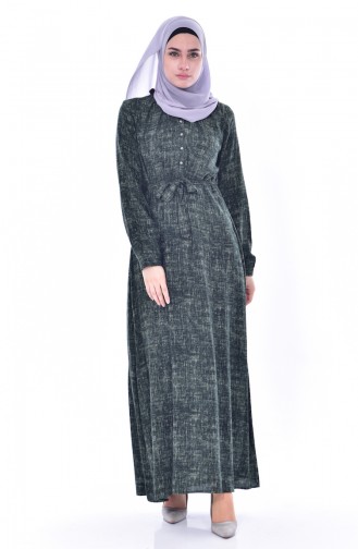 Kleid mit Knöpfen 4022-01 Khaki 4022-01