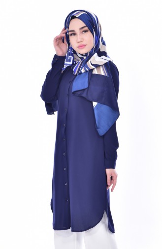 Düğmeli Tunik 0666-01 Lacivert