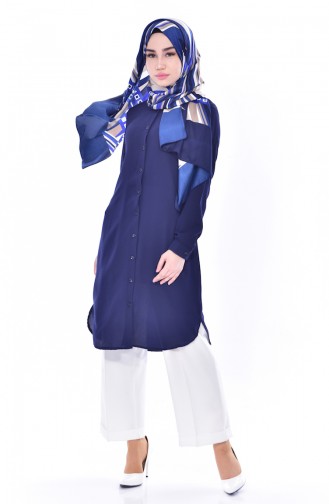 Düğmeli Tunik 0666-01 Lacivert 0666-01