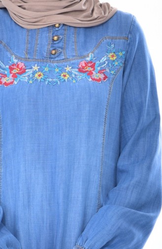 Jeans Kleid mit Stickerei 1160-01 Blau 1160-01