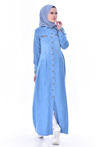 Jeans Kleid mit Strassstein 1838-01 Blau 1838-01