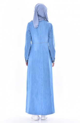 Jeans Kleid mit Strassstein 1838-01 Blau 1838-01