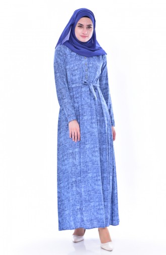 Kleid mit Knöpfen 4022-03 Blau 4022-03