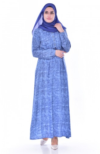 Kleid mit Knöpfen 4022-03 Blau 4022-03