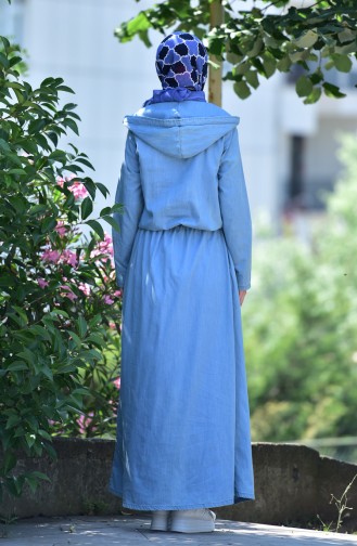 Jeans Kleid mit Kapuzen 1207-01 Blau 1207-01