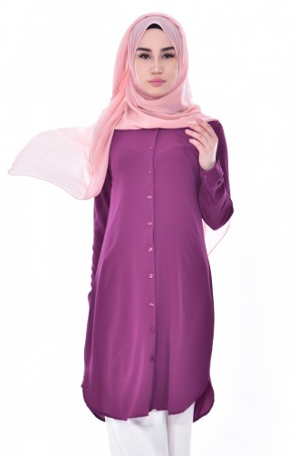 Düğmeli Tunik 0666-02 Mürdüm