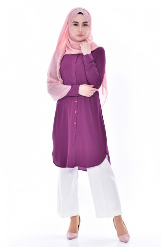 Düğmeli Tunik 0666-02 Mürdüm 0666-02