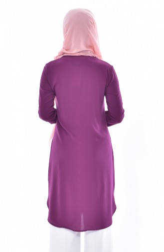 Düğmeli Tunik 0666-02 Mürdüm 0666-02