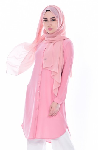 Düğmeli Tunik 0666-05 Şekerpembe 0666-05