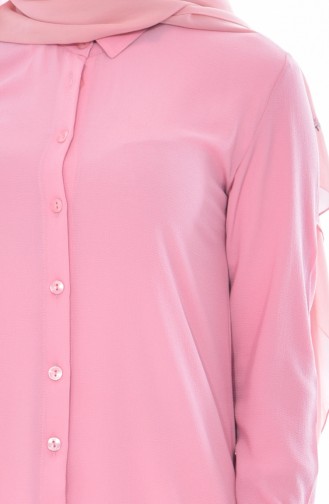 Düğmeli Tunik 0666-05 Şekerpembe