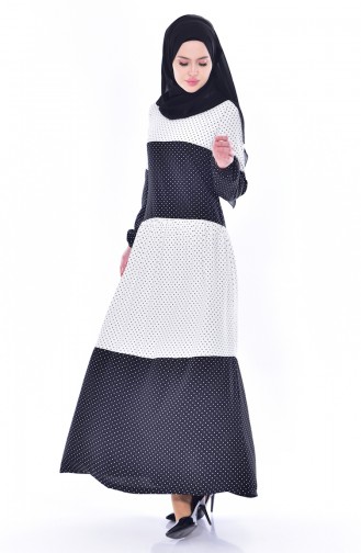 Fermuar Detaylı Elbise 1921-01 Siyah Beyaz 1921-01