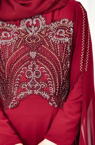 Claret Red Hijab Evening Dress 52697-01