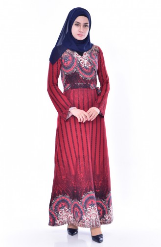 دلبر فستان بتصميم رباط من الجانب 6023-04 لون خمري 6023-04