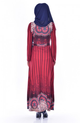 دلبر فستان بتصميم رباط من الجانب 6023-04 لون خمري 6023-04