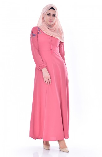 Kleid mit Stickerei 0522-04 Rosa 0522-04