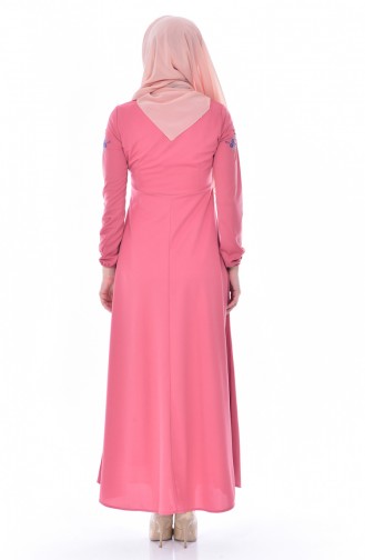 Kleid mit Stickerei 0522-04 Rosa 0522-04