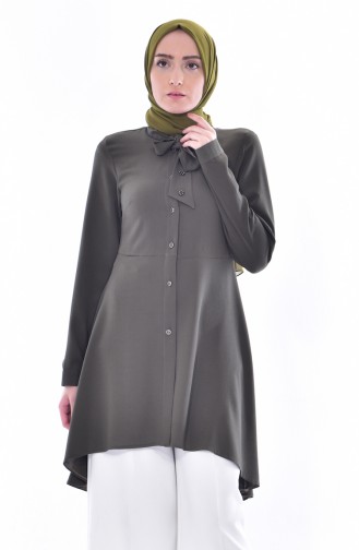 Buttoned Asymmetric Tunic 1805-07 Khaki 1805-07