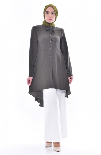 Buttoned Asymmetric Tunic 1805-07 Khaki 1805-07