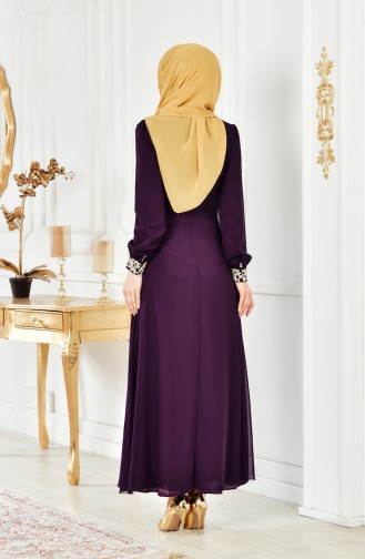 Dark Purple Hijab Evening Dress 52622-09
