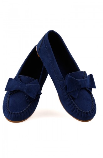 Navy Blue Women`s Flats 0104-06