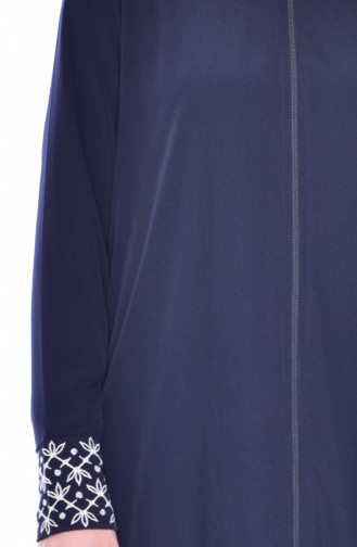 Nakış Detaylı Ferace 1787-02 Lacivert