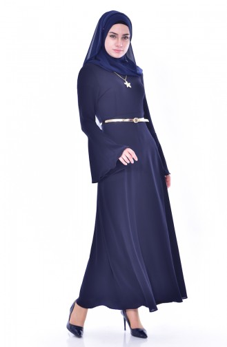 Navy Blue Hijab Dress 5512-03