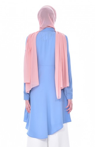 Buttoned Asymmetric Tunic 1805-04 Blue 1805-04