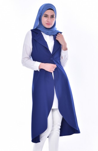 Gilet Asymétrique a Boutons 41163-08 Bleu Roi 41163-08