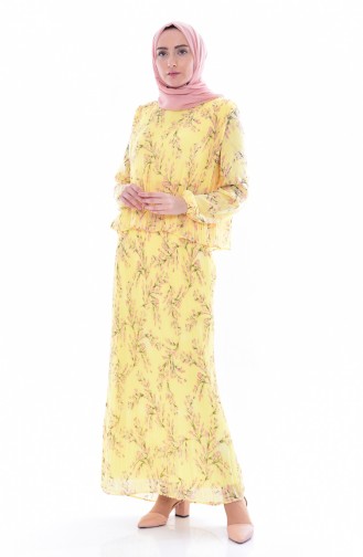 Piliseli Elbise 81566-05 Sarı