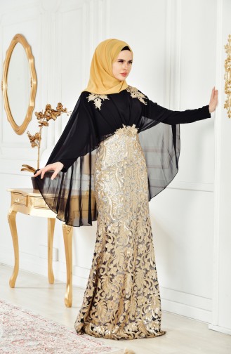 Schwarz Hijab-Abendkleider 8222-03
