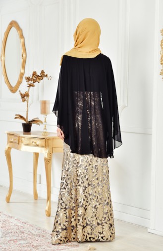 Black Hijab Evening Dress 8222-03