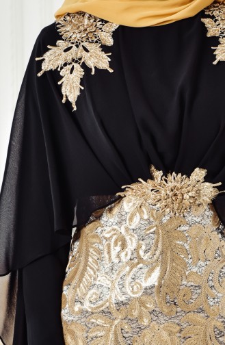 Robe de Soirée a Paillette 8222-03 Noir Gold 8222-03