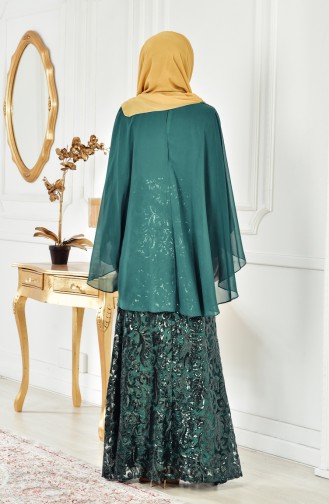 Sequined Evening Dress 8222-06 Emerald Green 8222-06