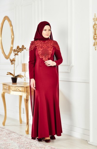 Guipure Evening Dress 4010-04 Bordeaux 4010-04