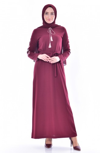 Sleeve Embroidered Dress 3844-07 Bordeaux 3844-07
