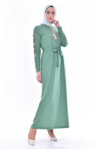 Sleeve Embroidered Dress 3844-05 Green 3844-05