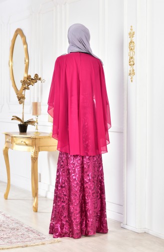 Abendkleid mit Pailetten 8222-02 Fuchsia 8222-02