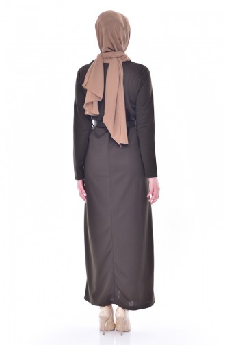 Khaki Hijab Dress 3846-08