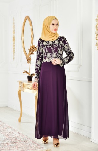 Lace Evening Dress 52488-17 Dark Purple 52488-17