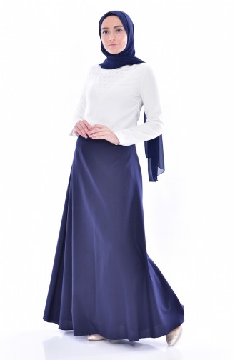 Zippered Skirt 8865-01 Navy Blue 8865-01